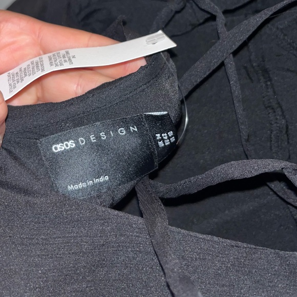 ASOS black chiffon long dress with sequin flowers and plunge crossback. Size 10! - Picture 8 of 9